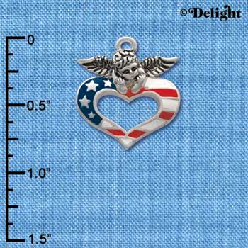 C2172 - Patriotic Angel Heart Silver Charm