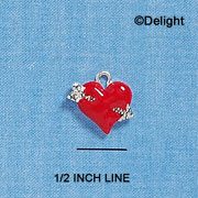 C2176 - Red Heart With Arrow Silver Charm