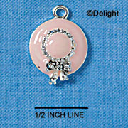 C2184 - Pink Bonnet Silver Charm