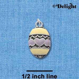 C2187 - Egg Lavendar Hearts Silver Charm
