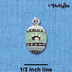 C2188 - Egg Teal & Blue Silver Charm