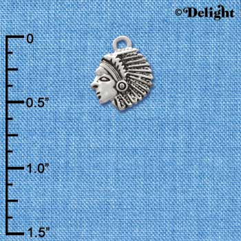 C2210* - Mascot - Indian - Small Silver Charm (Left or Right)