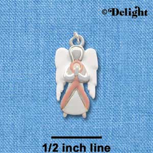 C2222 - Pink Ribbon Angel - Silver Charm