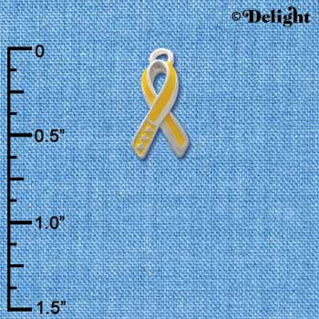 C2241 - Yellow Ribbon with Stars - Silver Charm