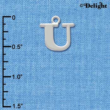 C2285 tlf - Large Silver Initial - U - Silver Charm