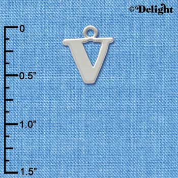 C2286 ctlf - Large Silver Initial - V - Silver Charm