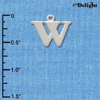 C2287 ctlf - Large Silver Initial - W - Silver Charm