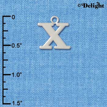 C2288 ctlf - Large Silver Initial - X - Silver Charm