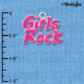 C2330 - Girls Rock - Hot Pink Silver Charm