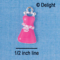 C2335 - Hot Pink Dress Silver Charm