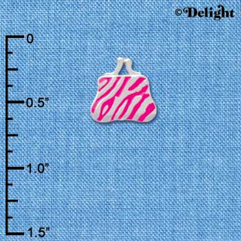 C2353 - Hot Pink Zebra Coin Purse Silver Charm