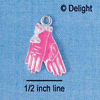 C2358 - Hot Pink Gloves Silver Charm