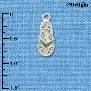 C2411 - Flip Flop with Flower Pattern - Blue - Silver Charm