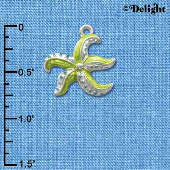 C2425 - Starfish - Green - Silver Charm