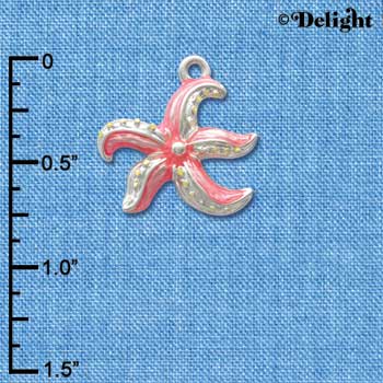 C2426 - Starfish - Hot Pink - Silver Charm