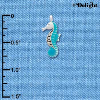 C2427+ - Seahorse - Blue - Silver Charm