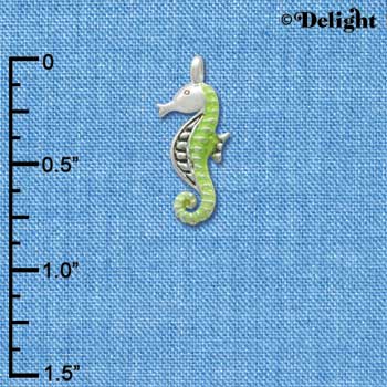 C2428+ - Seahorse - Green - Silver Charm