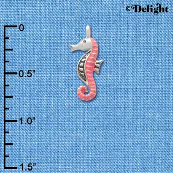 C2429+ - Seahorse - Hot Pink - Silver Charm