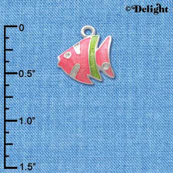 C2431* - Tropical Fish - Hot Pink with Lime Green Stripe - Silver Charm (Left or Right)