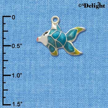 C2433* - Tropical Fish - Blue with Yellow Fins - Silver Charm (Left or Right)