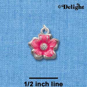 C2442 - Flower - Hot Pink - Silver Charm