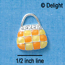 C2455 - Checkered Purse - Yellow and Orange - Silver Charm