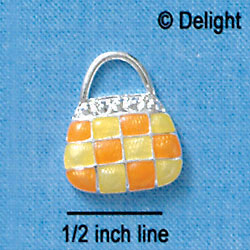 C2455 - Checkered Purse - Yellow and Orange - Silver Charm