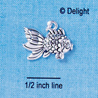 C2475* - Antiqued Fish with Large Tail - Silver Charm (Left or Right)