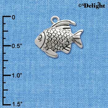 C2476* - Antiqued Fish - Silver Charm (Left or Right)