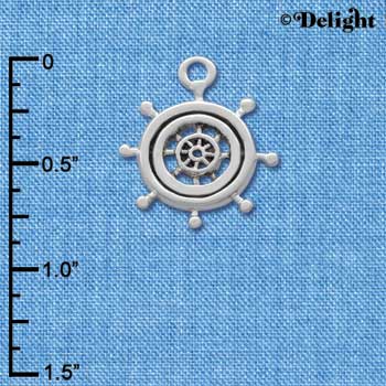 C2482 - Antiqued Ship Wheel - Silver Charm