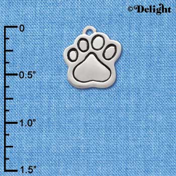 C2525 - Large Silver Paw - Silver Charm