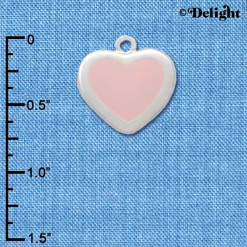 C2553 - Fancy Heart - Pink - Smooth Border - Silver Charm