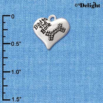 C2577 - Bad to the Bone Heart - Antiqued - Silver Charm