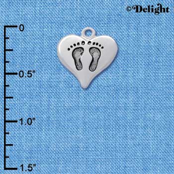 C2584 - Heart with Baby Feet - Silver Charm