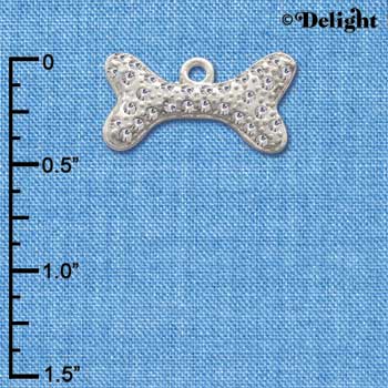 C2591 - Large Swarovski Crystal Dog Bone - Silver Charm