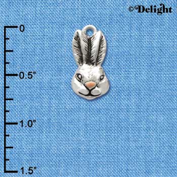 C2593 - Antiqued Bunny Head - Silver Charm