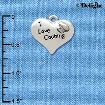 C2603 - I love Cooking Heart with Chef Hat - Silver Charm