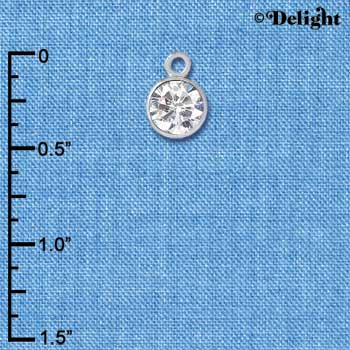 C2627 - CZ Round Pendant - Crystal - 6mm - Silver Charm