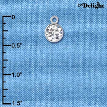 C2627 - CZ Round Pendant - Crystal - 6mm - Silver Charm