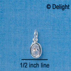 C2628 - CZ Oval Pendant - Crystal - 4x6mm - Silver Charm