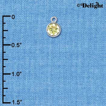 C2644 - CZ Round Pendant - Periodot - 4mm - Silver Charm