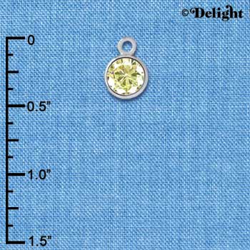 C2645 - CZ Round Pendant - Periodot - 6mm - Silver Charm