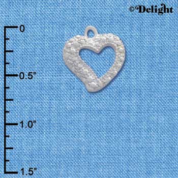 C2666* - Heart with Faux Stone Look (Left or Right) - Silver Charm