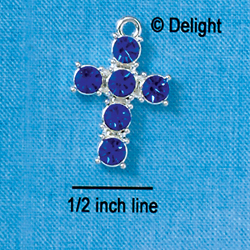C2694 - 6 Stone Cross - Blue - Silver Charm