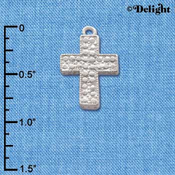 C2695 - Cross - Faux Stone Look - Silver Charm