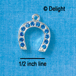 C2720 - Horseshoe - Sapphire Swarovski Crystal - Silver Charm