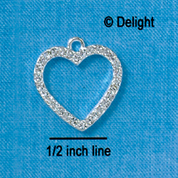 C2755 - Open heart with Crystal Stone Border - Silver Charm