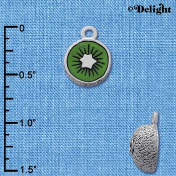 C2800+ - 3-D Green Enamel Kiwi - Silver Charm