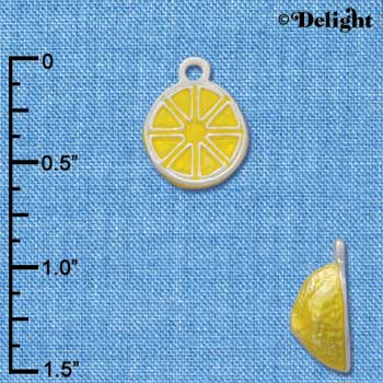 C2803+ - 3-D Yellow Enamel Lemon - Silver Charm