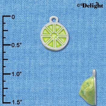 C2804+ - 3-D Green Enamel Lime - Silver Charm